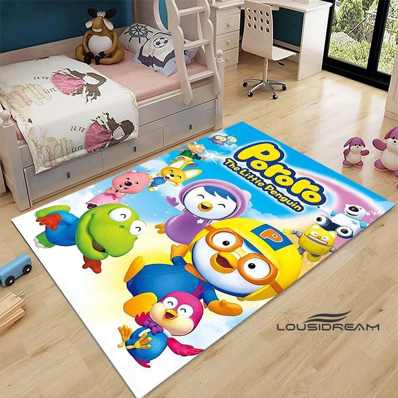 2026Cartoon P-Pororo-Park Pattern Carpets 15 Sizes Living Room Bedroom Bedside Floor Mat Area Rug Kid's Room Play Mat Home Decor