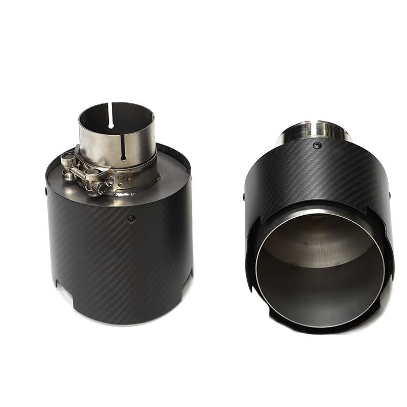 Universal Carbon Fiber Exhaust Tailpipe: Double-Layer, Large-Diameter, Clamp-On, No Welding Needed for All Car Models.