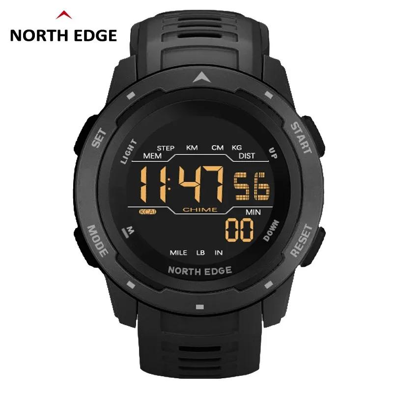 NORTH EDGE Watches for Men MARS Sportswatch Dual Chronograph Running Pedometer Countdown Digital Alarm 50M Waterproof Men Watch