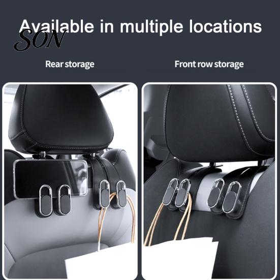 Vehicle Storage Hooks Universal Car Seat Hook Hanger, Faux Leather Back Rear Solutions Foldable Interior Organizer for Hanging Groceries And