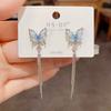 Dangle Butterfly Tassel Drop Earrings Shiny Zircon Stud Earrings Long Pendant Earrings  Party
