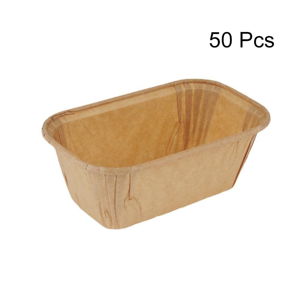 50PCS Film Coating Disposable Cupcake Mold Rectangular Muffin Cupcake Liner Bakery