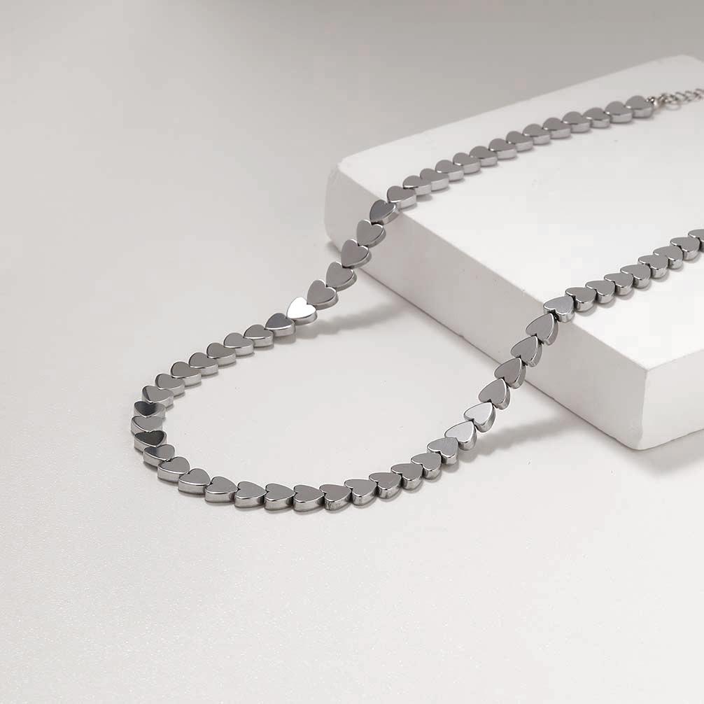 Европейское и американское ожерелье-сердце из натурального гематита с магнитом - Женский модный роскошный летний аксессуар