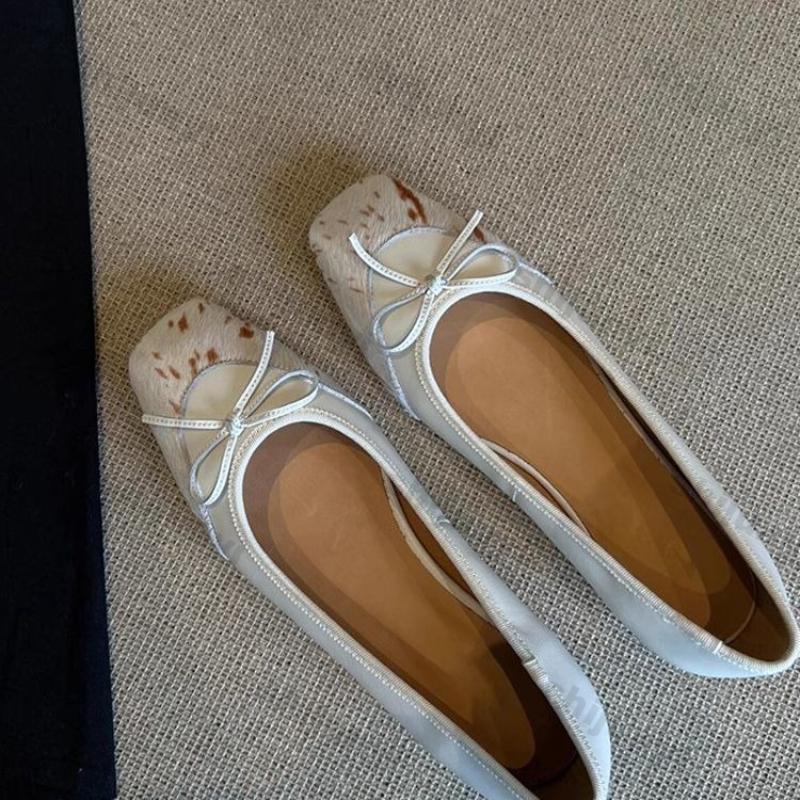 Модная женская обувь 2025 Весна Осень Новая Мода Комфорт Бант Мэри Джейн Обувь Легкая Мягкая Подошва Квадратный Носок Женские Балетки