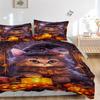 3pcs Witch Hat Kitty Art Duvet Cover Set -Includes 1 Duvet Cover and 2 Pillowcases, No Quilt Core, All-Season Home Decor  yy251111119