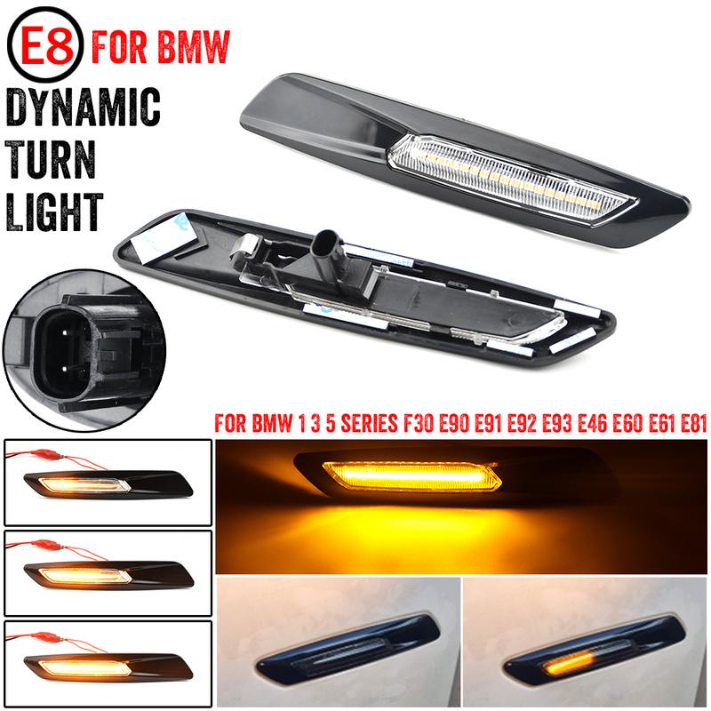 Side Marker Lights Blinker LED Turn Signal Sequential Fender Indicator Lamp For BMW 1 3 5 Series F10 F30 E90 E91 E46 E60 E61