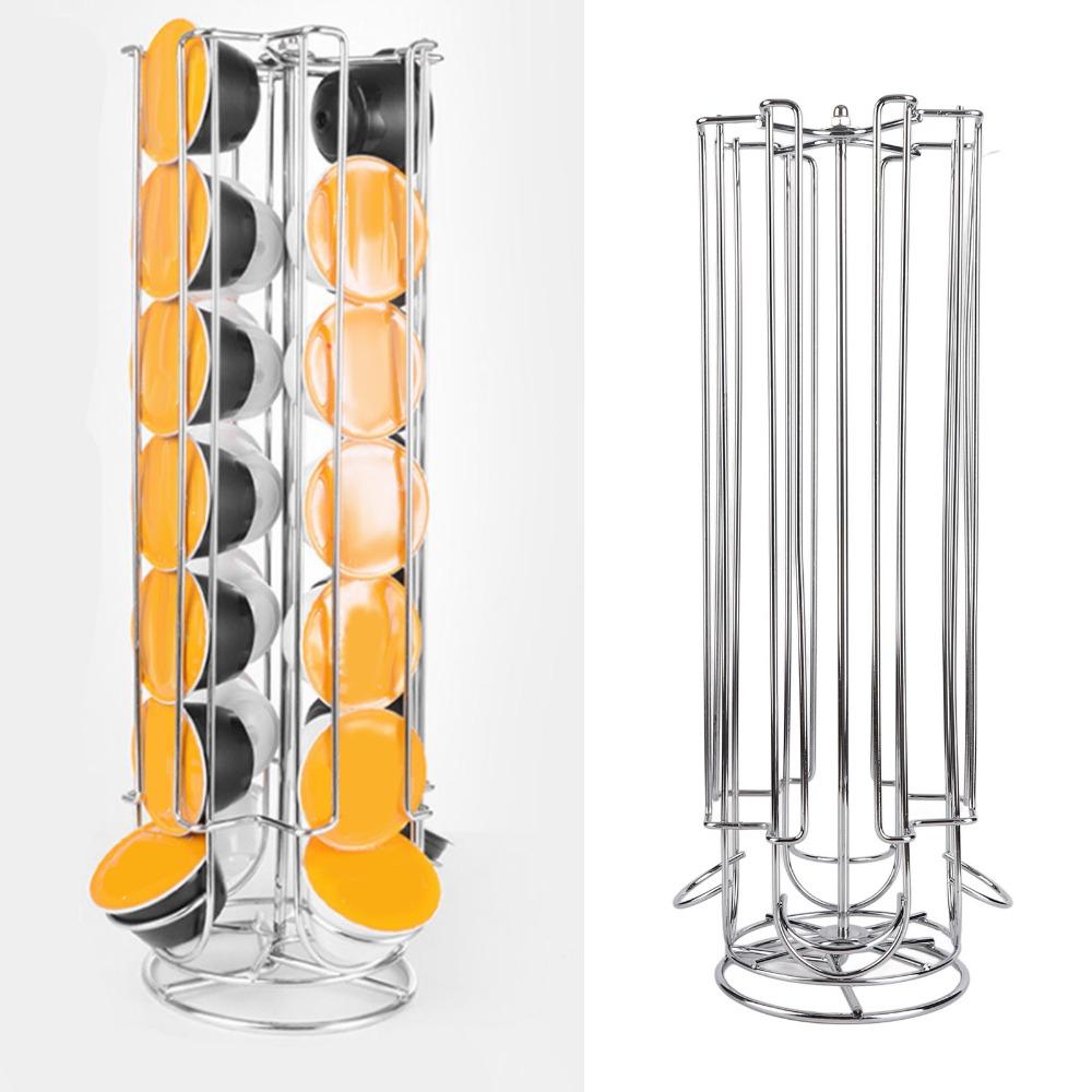 Stand Base Coffee Capsule Organizer Tower Shape Rotating Coffee Rack For Dolce Gusto