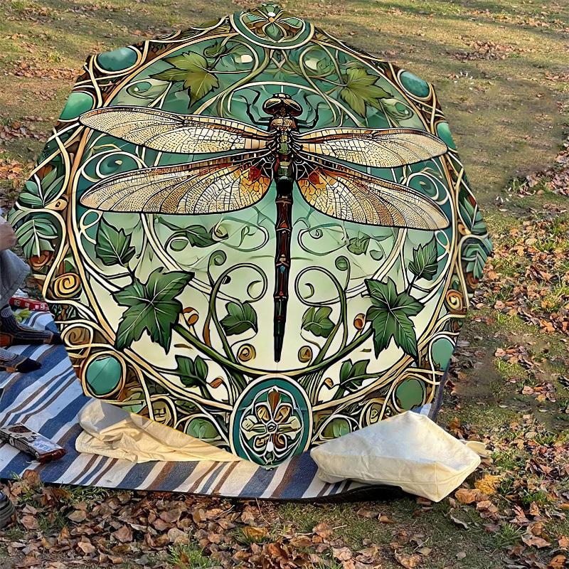 1PC Dragonfly Art Nouveau Automatic Open/Close Umbrella with Windproof, 8-Rib Sturdy Canopy, Durable Ribs, Fashionable Design1316A