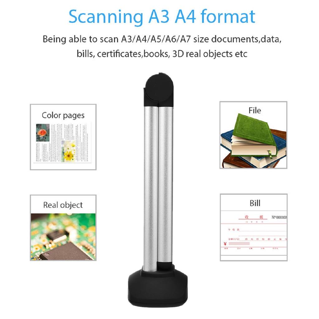 Портативный высокоскоростной USB сканер для книг и изображений формата A4 с 8,0-мегапиксельной камерой для школы, офиса, библиотеки, банка, HD