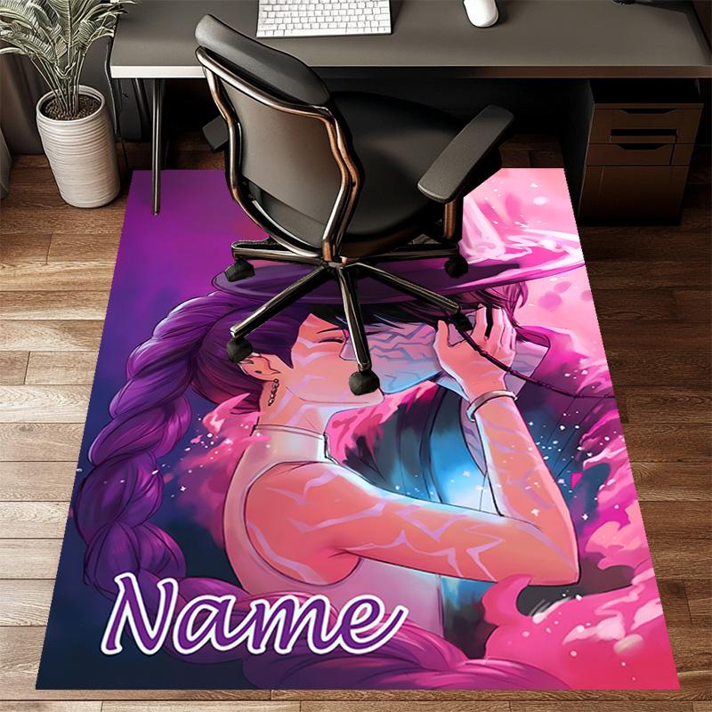 Custom KPop Demon Hunters Mat Personalized Name, Polyester Washable Indoor Entryway Rug, Gift for Christmas, Easter, Thanksgiving Day