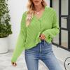 Женский модный вязаный кардиган с v-образным вырезом и свободным вязаным топом с длинными рукавами