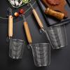 Stainless Steel Hot Pot Colander with Wooden Handle Food Skimmer Filter Hangable Frying Basket Kitchen Cooking Strainer Spoon