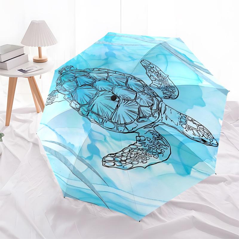 1pc Ocean Turtle Automatic Open/close Folding Umbrella, Compact Portable Travel Umbrella, Cute Umbrella, Durable Construction yy260328019