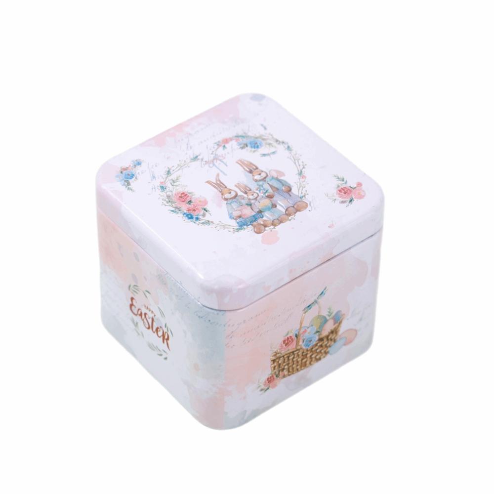Empty Box Easter Gifts Box Square Shape Easter Egg Box Rabbit Tin Storage Box  Easter Party