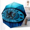 Chelsea Football Club Crest Automatic Folding Umbrella  8 Ribs, Durable Iron Frame, Bright Color Pattern Compact Travel Umbrella, Suitable f
