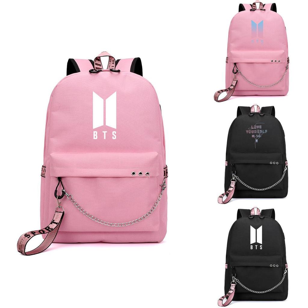 Kpop БТС Рюкзак Bangtan Boys Холщовый Школьный Сумка для Книг С USB-портом и Стильным Дизайном