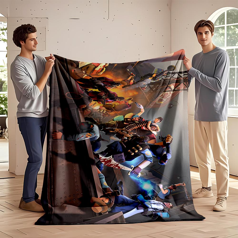 Team Battle Game Characters Action Scene Flannel blanket for bedroom, living room, sofa, and nap sofas