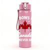 1PC Red Maple Leaf Canada Art 750ml Color Plastic Sports Water Bottle Leakproof Flip Straw Lid Suitable for Sports Office Home Use