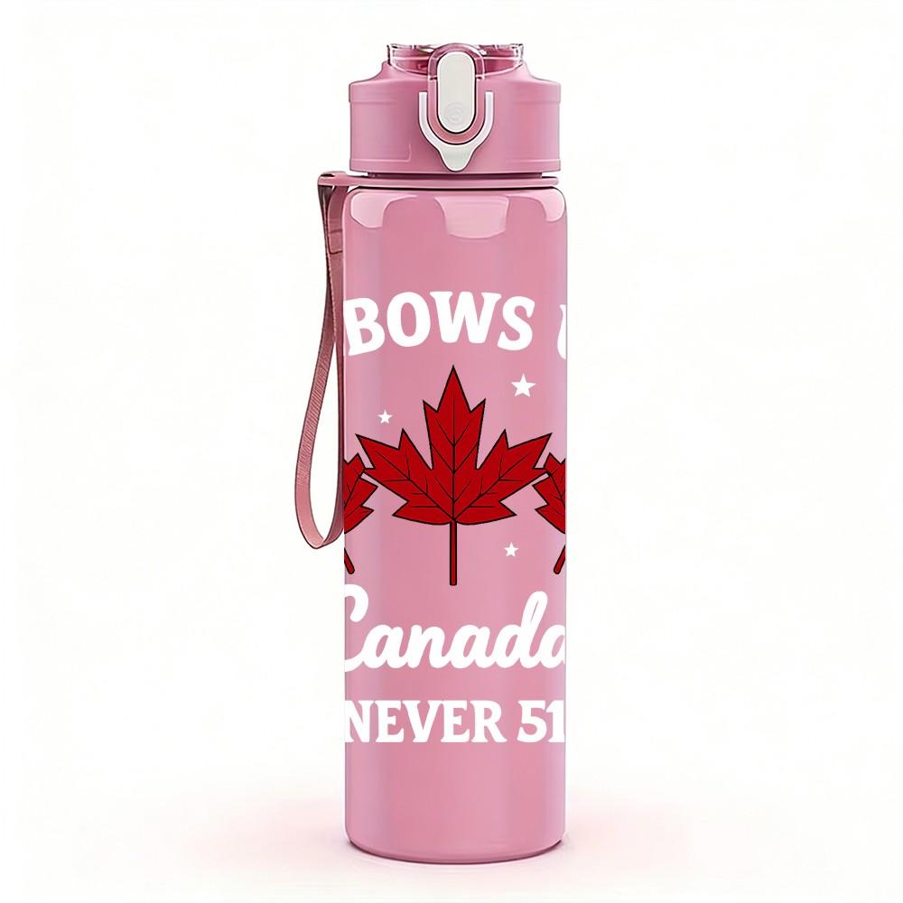 1PC Red Maple Leaf Canada Art 750ml Color Plastic Sports Water Bottle Leakproof Flip Straw Lid Suitable for Sports Office Home Use
