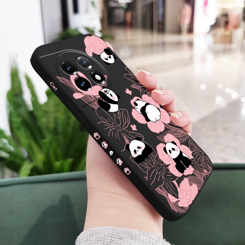 Чехол для телефона Цветок Панда для Oneplus 13 13R 12 12R 11 11R 10 10R 10T 9R 9RT 9 8T 8 7 7T Pro 5G Жидкий силиконовый чехол