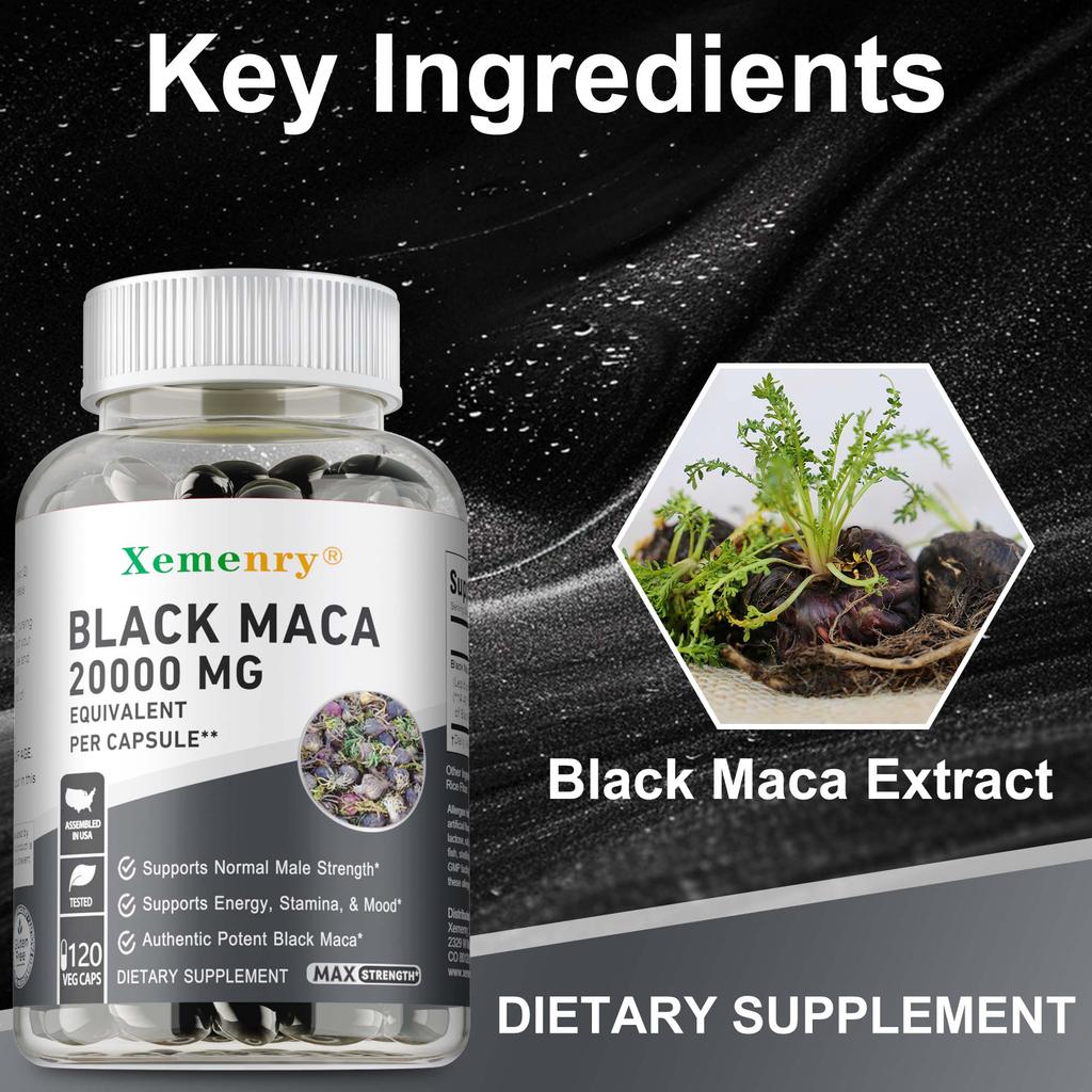 Xemenry - Black Maca Dietary Supplement Capsules - Energy