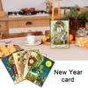 12/24 Pcs Happy New Year Greeting Cards Retro Illustrations Holiday Cards with Gold Foil Accents for Family And Friends
