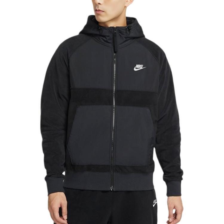 Nike Толстовки Мужские Черные С Капюшоном Умеренная Кардиган DC4114-010