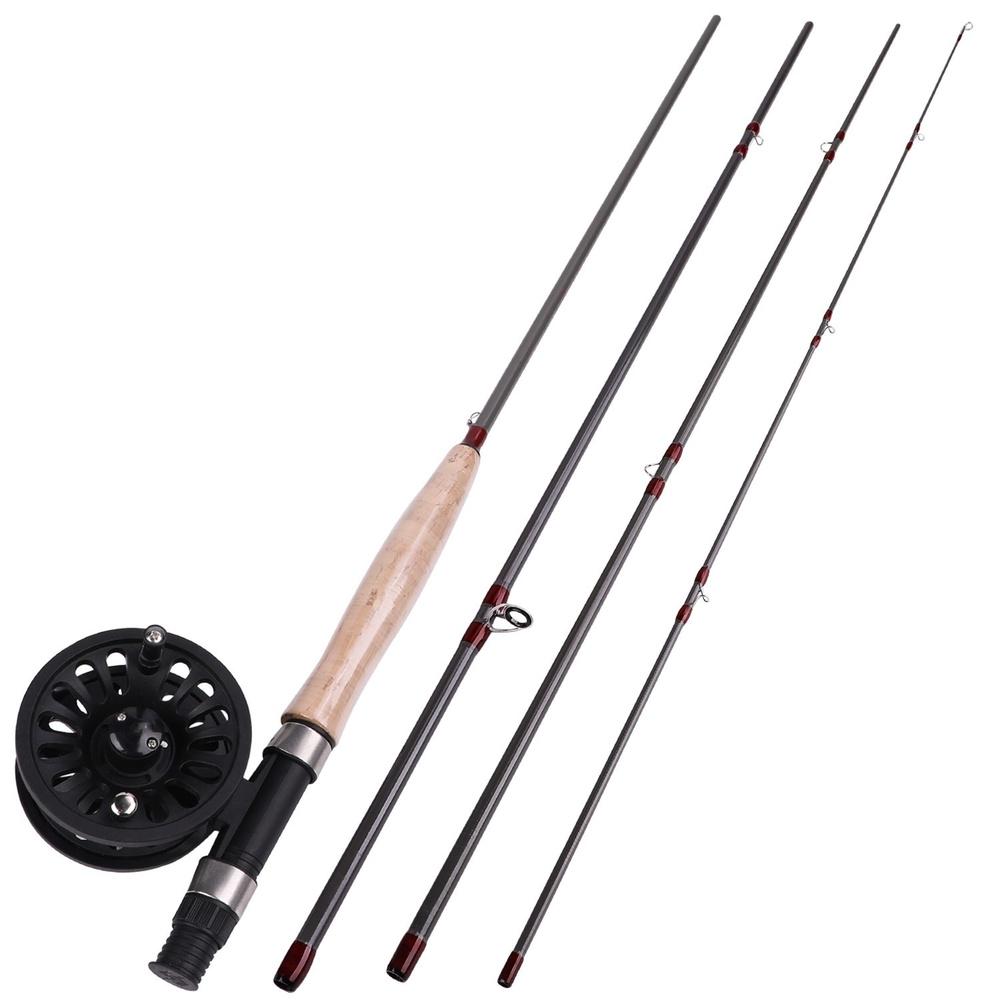 Fly Fishing Rod and Reel Combo 4-Piece Fly Fishing Rod 5/6wt Fly Reel Fly Fishing Line Lure Full Kit Fishing Rods