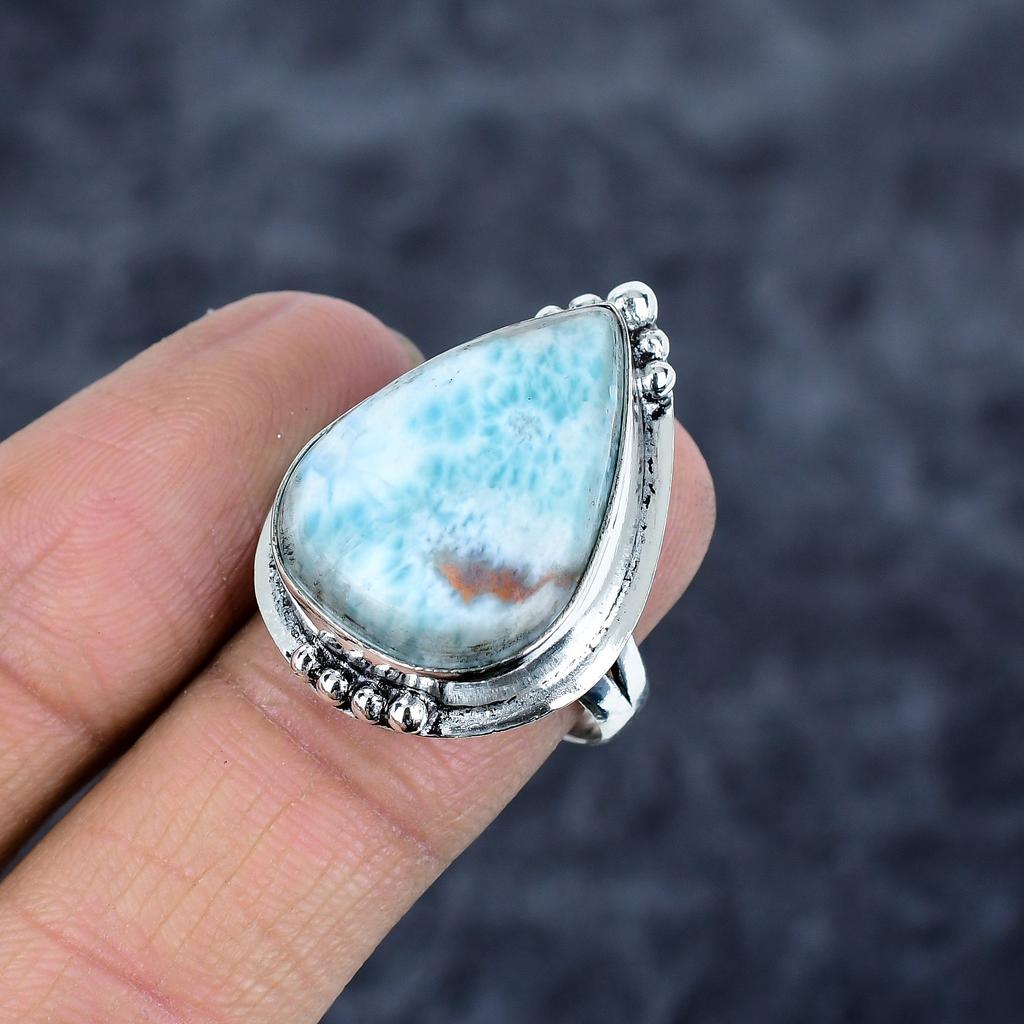 Republic Larimar Gemstone 925 Sterling Silver Jewelry Ring Size 8.5 M-2809