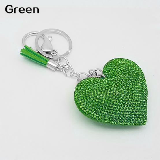 Romantic Dazzling Rhinestone Love Heart Charm Pendant Fringe Keychain Keyring KTY