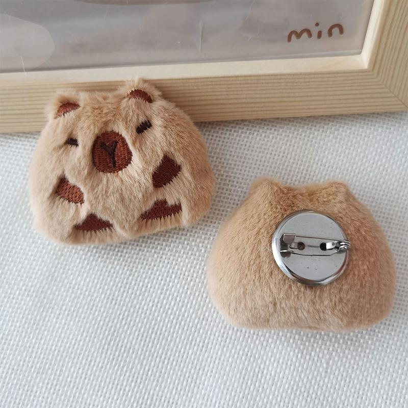 Симпатичная капибара, плюшевая кукла, брошь, пушистая мягкая набивная одежда, значок, булавки