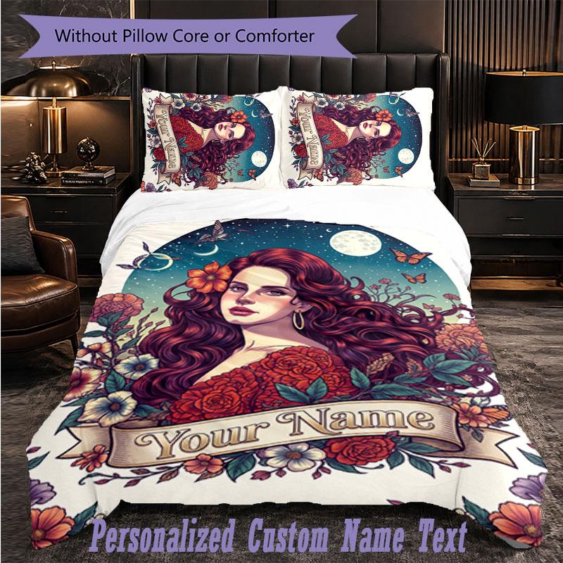 Personalized 3Pcs Bedding SetLana Del Rey Custom Text Duvet Cover Pillowcase Set Bedroom Gift