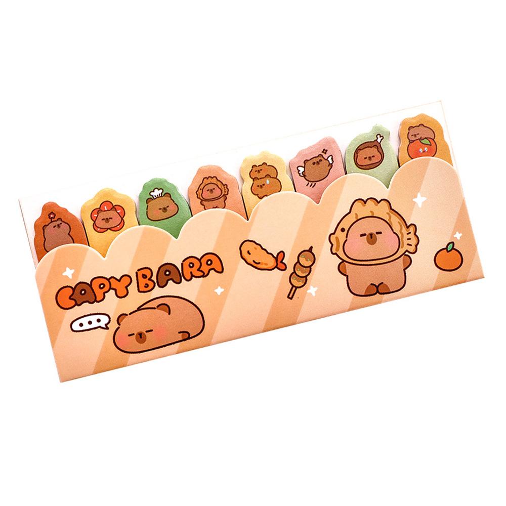 1 Piece Kawaii Stationery Kapibala Cartoon Marker Memo Pad Capybara Bookmark Flags Index Tab Sticky Notes Stickers