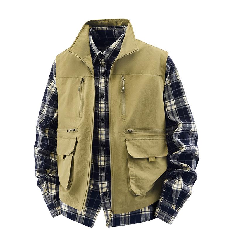Working Multi-pocket Vest Mens Thin Outdoor Activity Fishing Vest Vest Mens Advertising Horse Clip Jacket