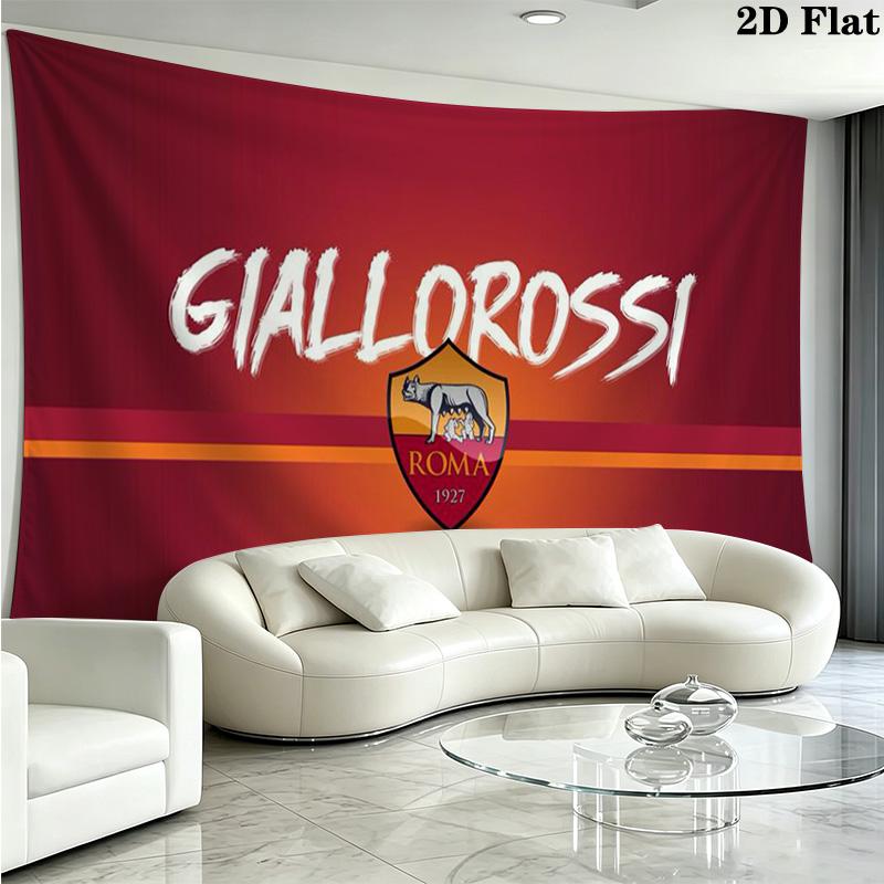 AS Roma Football Wall Tapestry Aesthetic Wall Hanging Printed Fabric Blanket Decorative Tapestries for Bedroom Living Room Home Decor