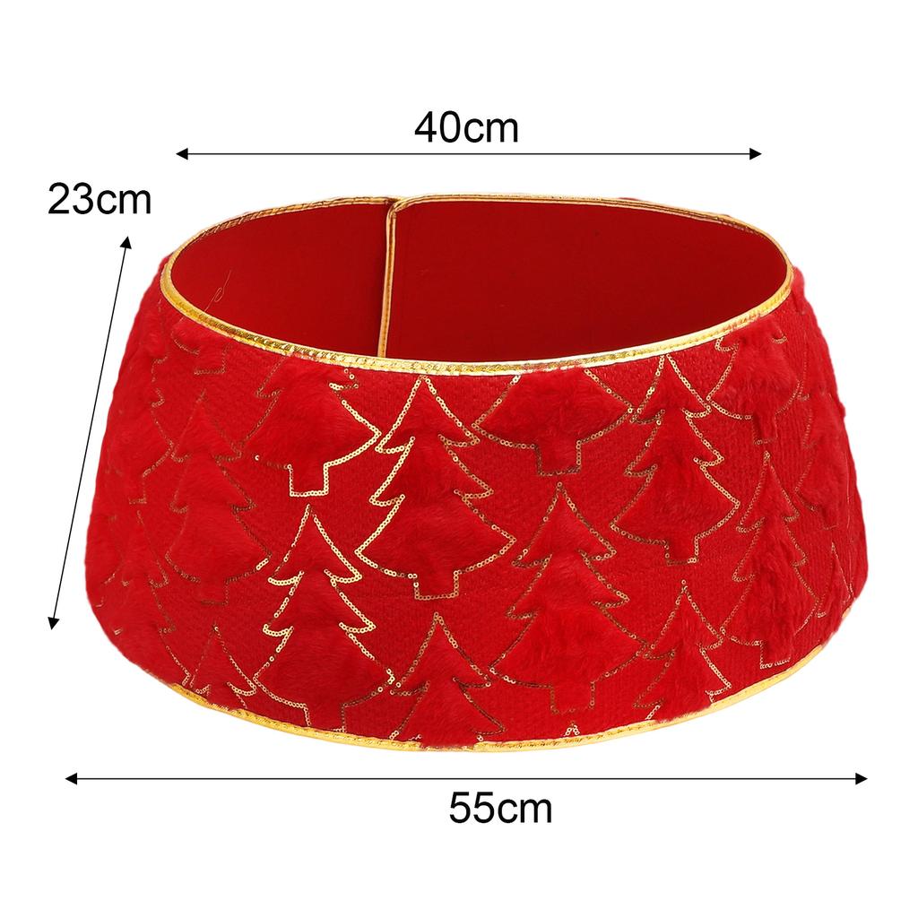 Christmas Tree Collar Red and Green Felt Decorations Tree Skirt Alternative Stereoscopic Tree Bottom Surrounder Party Display