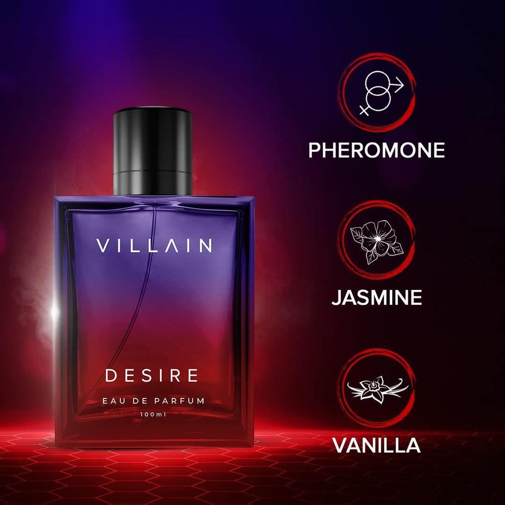Парфюмерная вода Villain Desire для мужчин-100 мл | Супер чувственный и сильный аромат премиум-класса | Древесный, Пряный| Произведите впечатление на женщин и наслаждайтесь непревзойденной привлекательностью