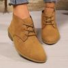 Fashion Women's Chunky Med Heeled Ankle Boots Retro Faux Suede Lace Up Shoes Woman Spring Autumn Casual Low Tube Short Boots Plus Size