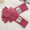 100% Wool Gloves For Women'S Winter Warmth Solid Color Versatile Touch Screen Five Finger Split Finger Gloves