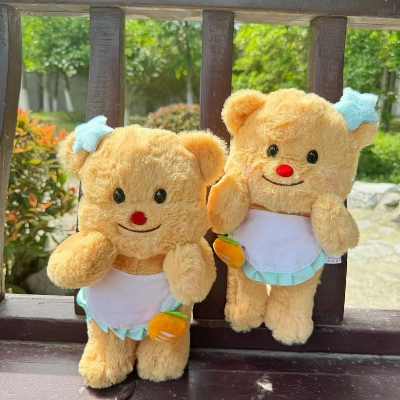 Cute Thai Butter Bear Doll Star Hairpin Apron Bear Rag Doll Plush Toy Doll Children's Gift