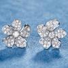 Huitan Fancy Flower Shaped Women's Stud Earrings with White Cubic Zirconia Bling Bridal Wedding Ceremony Party Fashion Jewelry