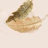 Women's Vintage Etched Leaf Feather Hair Clip Elegant Hairpin Hair Barrette