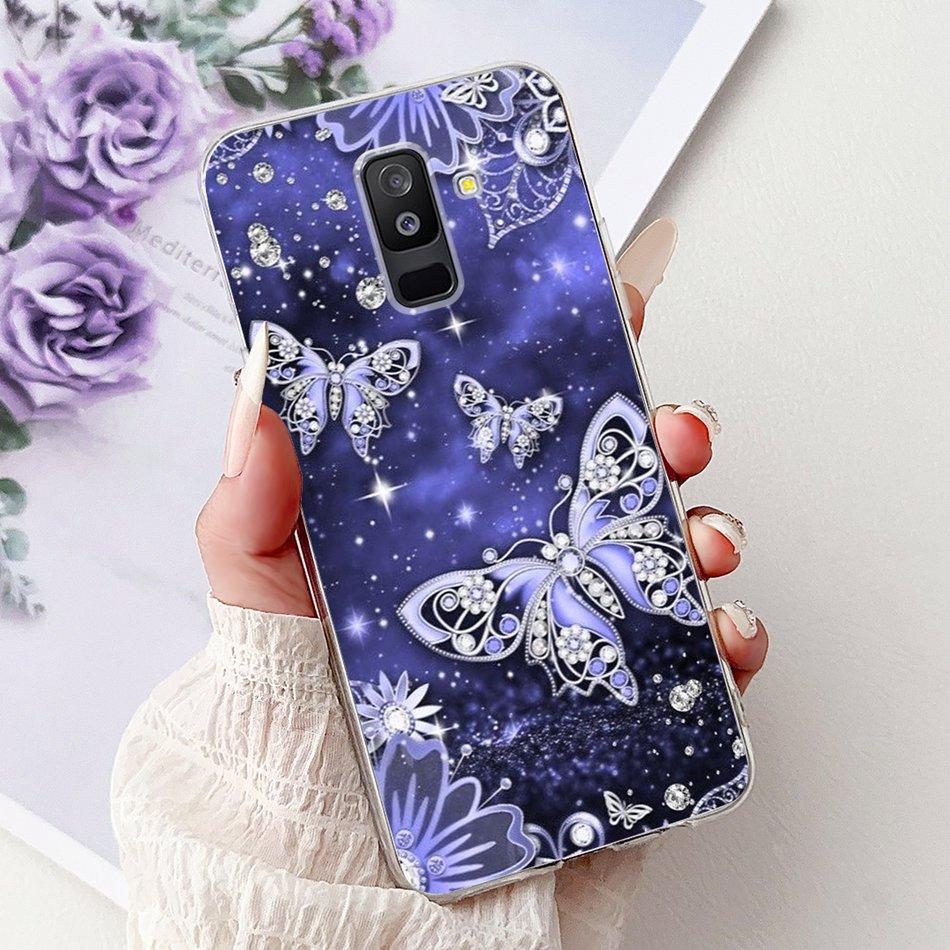 Чехол для телефона Samsung Galaxy A6 Plus 2018 На Samsung A6+ (2018) A6 A600F A605G Элегантные Цветочные Кошачьи Мягкие Силиконовые Прозрачные TPU Чехлы