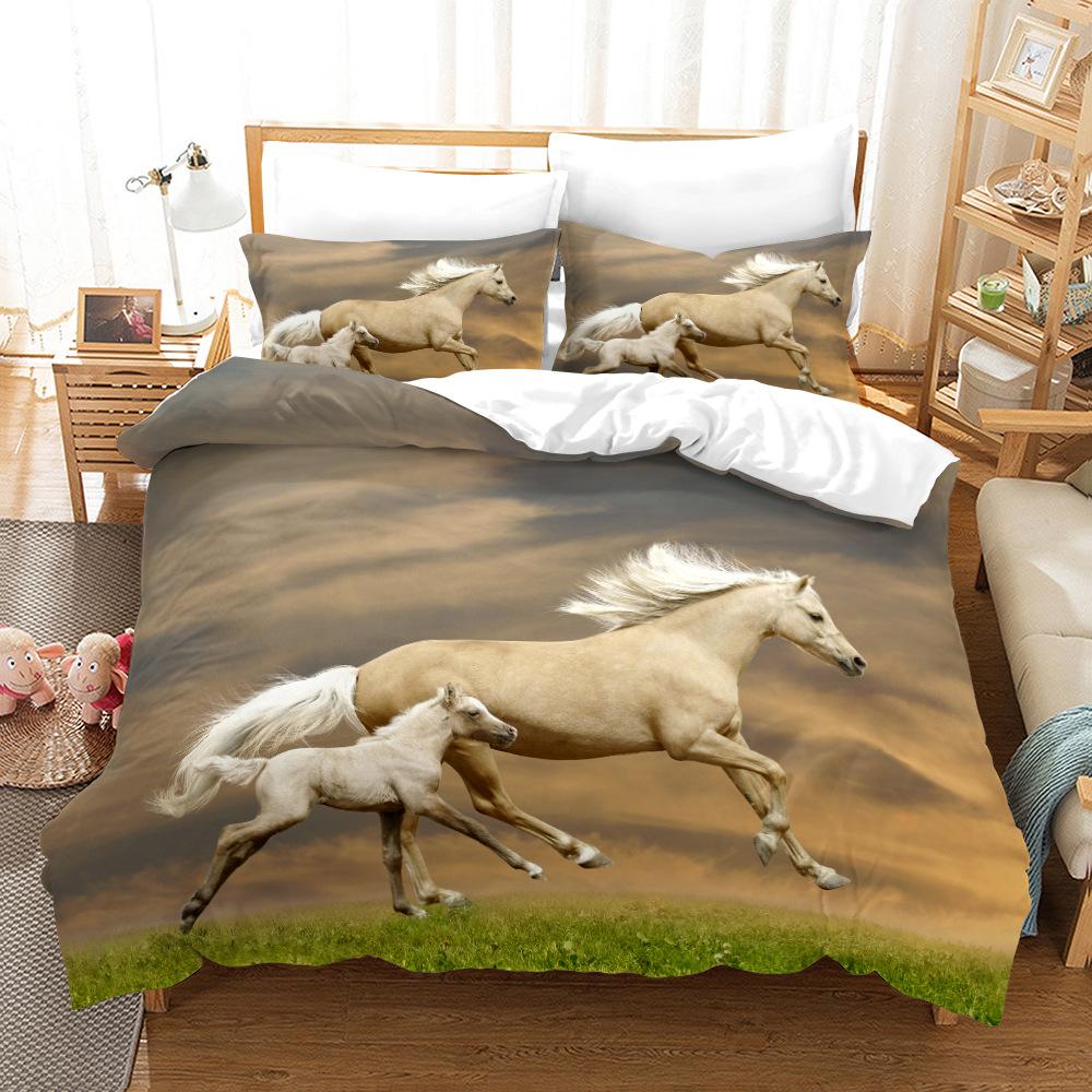 Комплект пододеяльника «Дикие лошади» с 3D-принтом, тематика «Животные», уникальный экзотический стиль, чехол для одеяла размера кинг для детей, полиэстеровый комплект постельного белья