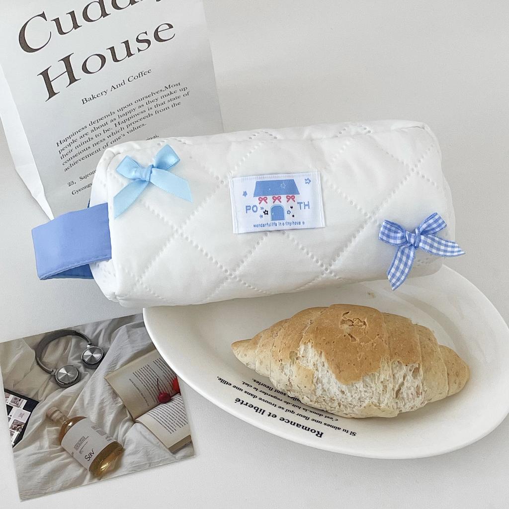 Корейский INS милый макаронный цветной бант мягкий пузырьковый пенал кавайный чехол для канцелярских принадлежностей для девочек школьные принадлежности милый портативный мешок для хранения