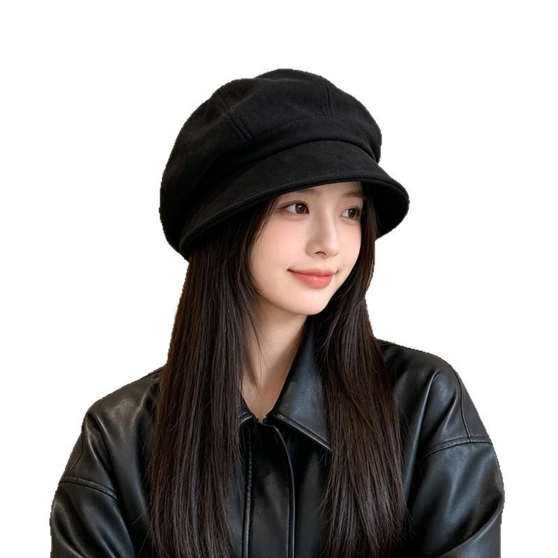 Fisherman's hat children autumn and winter literary simplicity versatile suede Internet celebrity cold hat small octagonal hat Korean hat