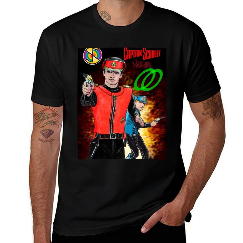Captain Scarlet and Captain Blue. T-Shirt Casual Soft Cotton Short Sleeve Tee