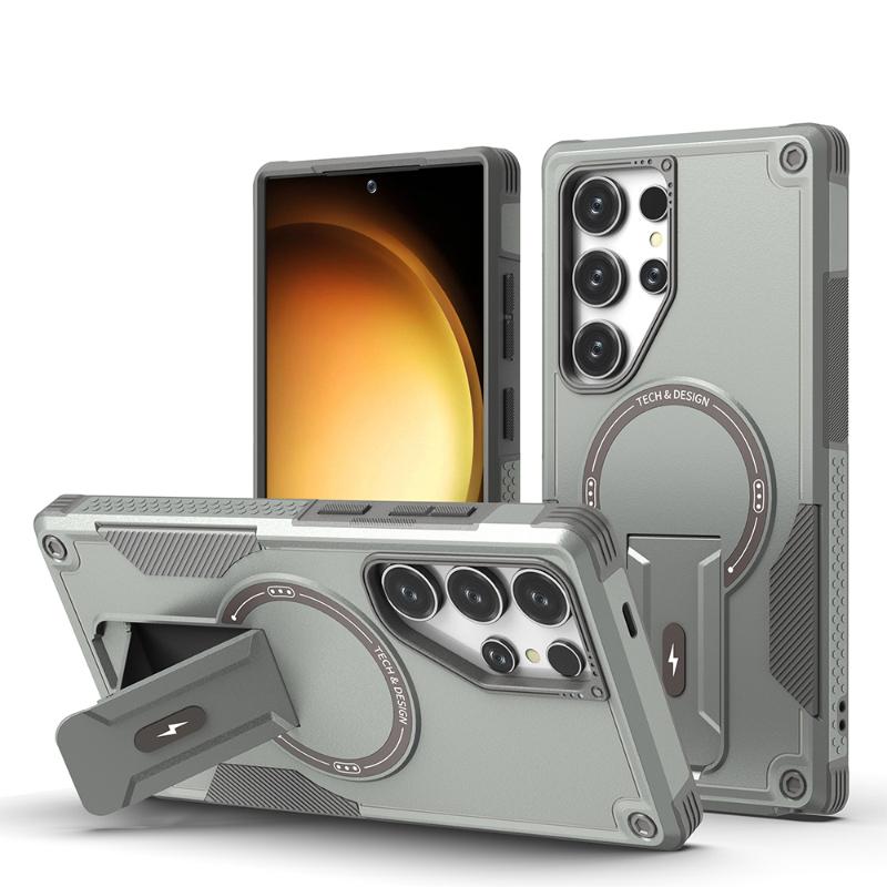 Для Magsafe Magnetic Armor противоударный кронштейн мягкий TPU + однотонный жесткий чехол для телефона из ПК для Samsung S25 Ultra S24 Ultra Plus чехол