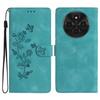 For Xiaomi Poco C75 4G/Redmi 14R 5G/14C 4G Case Leather Imprinted Flower Phone Cover Wallet with Wrist Strap