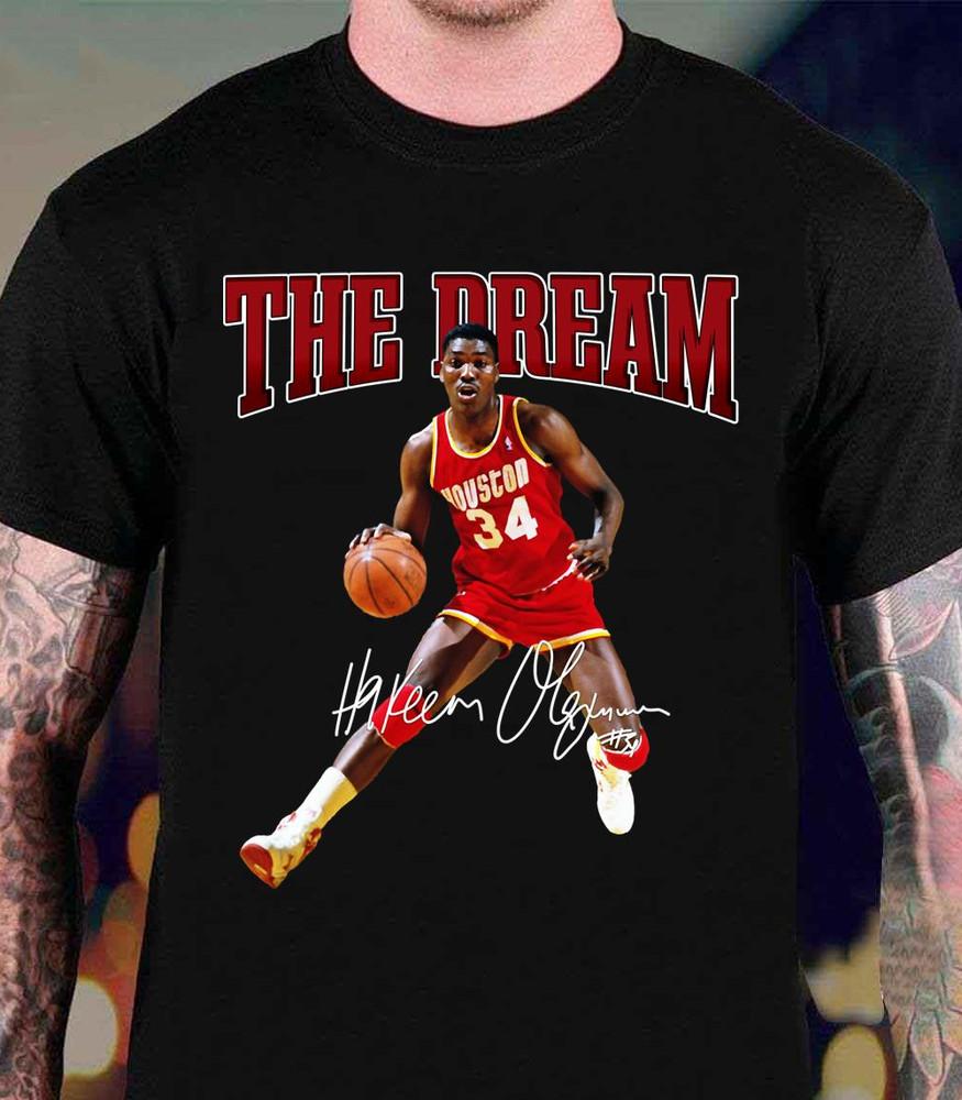 НОВАЯ черная футболка с коротким рукавом Hakeem Olajuwon с автографом 'dream' JJ4206 Унисекс Футболка